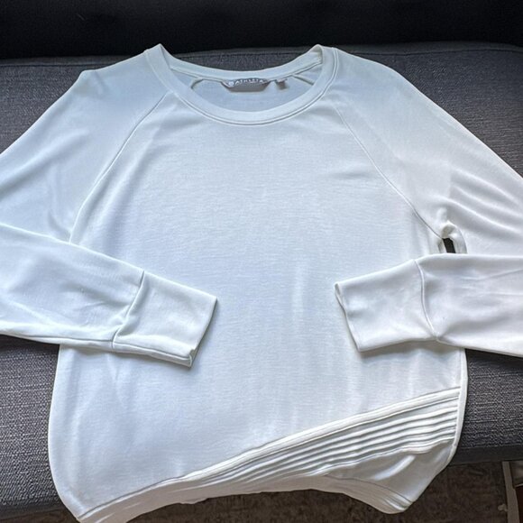 Athleta White Pleat Hem Crewneck Pullover Sweatshirt Size Medium - Picture 3 of 8